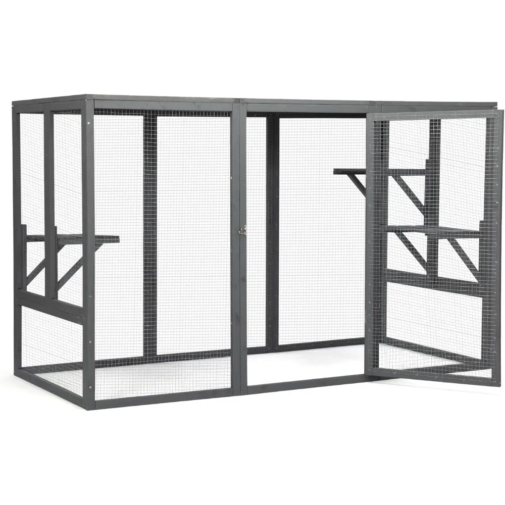 Spacious Wooden cat cage with Waterproof roof with Adjustable Pedals Suitable Gray Black
Spacious Wooden cat cage with Waterproof roof with Adjustable Pedals Suitable Gray Black