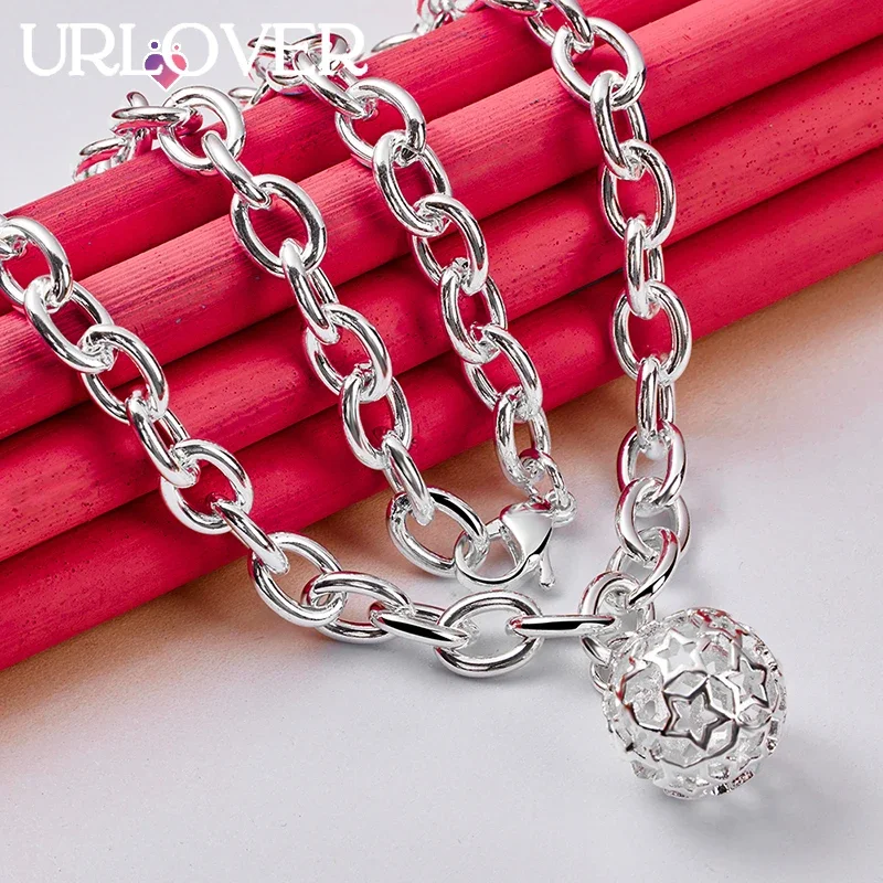 URLOVER 925 Sterling Silver Necklaces For Woman Hollow Ball Pendant Chain Lady Party Wedding Birthday Banquet Fashion Jewelry
URLOVER 925 Sterling Silver Necklaces For Woman Hollow Ball Pendant Chain Lady Party Wedding Birthday Banquet Fashion Jewelry