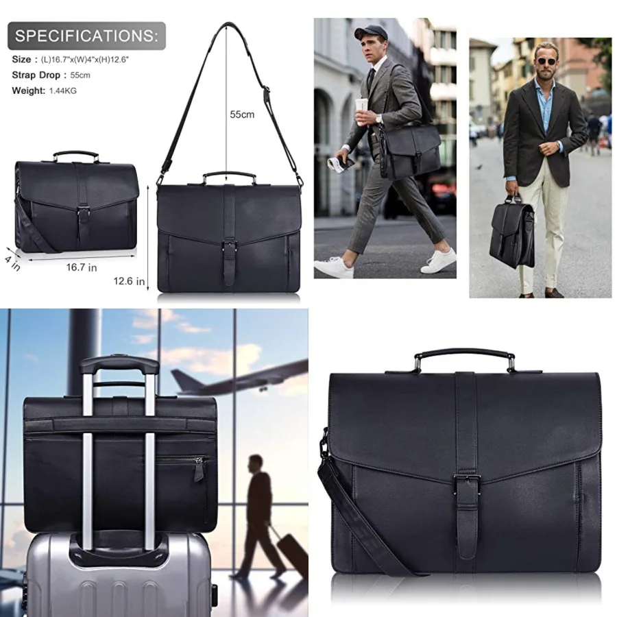 Men's Leather Briefcase Laptop Computer Bag for Office/Business/Travel, Large Satchel Professional Pu Leather Messenger Shoulde
Men's Leather Briefcase Laptop Computer Bag for Office/Business/Travel, Large Satchel Professional Pu Leather Messenger Shoulde