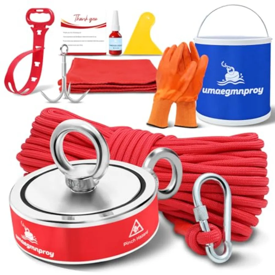2600LB Heavy Duty Neodymium Fishing Magnets - Double Sided Strong Magnet Fishing Kit for Treasure Underwater Cleaning with Rope
2600LB Heavy Duty Neodymium Fishing Magnets - Double Sided Strong Magnet Fishing Kit for Treasure Underwater Cleaning with Rope