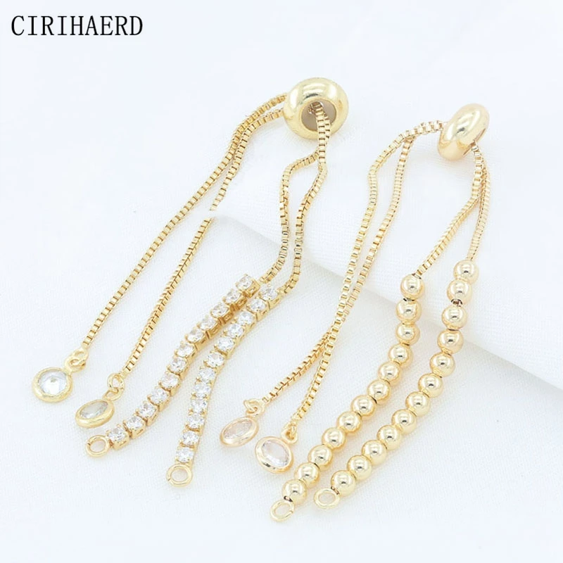 Bracelet Accessories Slide Beads Adjustable Chain 14K Gold Plated Inlaid Zircon Push-Pull Chains For Jewelry Making Supplies
Bracelet Accessories Slide Beads Adjustable Chain 14K Gold Plated Inlaid Zircon Push-Pull Chains For Jewelry Making Supplies