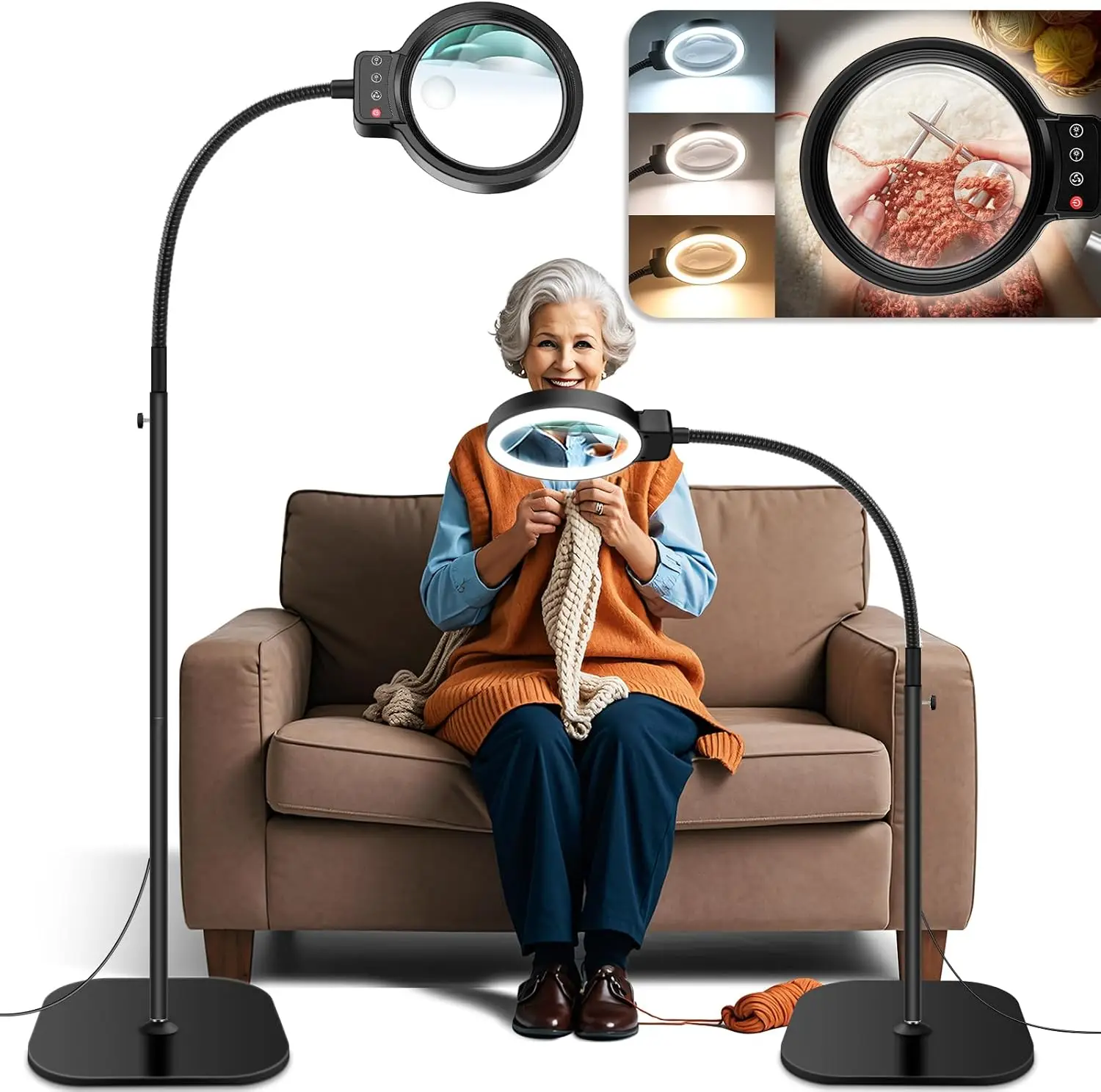 Напольная лупа 30X/10X с подсветкой и подставкой, гибкая лампа-гусиная шея с 72 светодиодами для шитья и рукоделия
Напольная лупа 30X/10X с подсветкой и подставкой, гибкая лампа-гусиная шея с 72 светодиодами для шитья и рукоделия