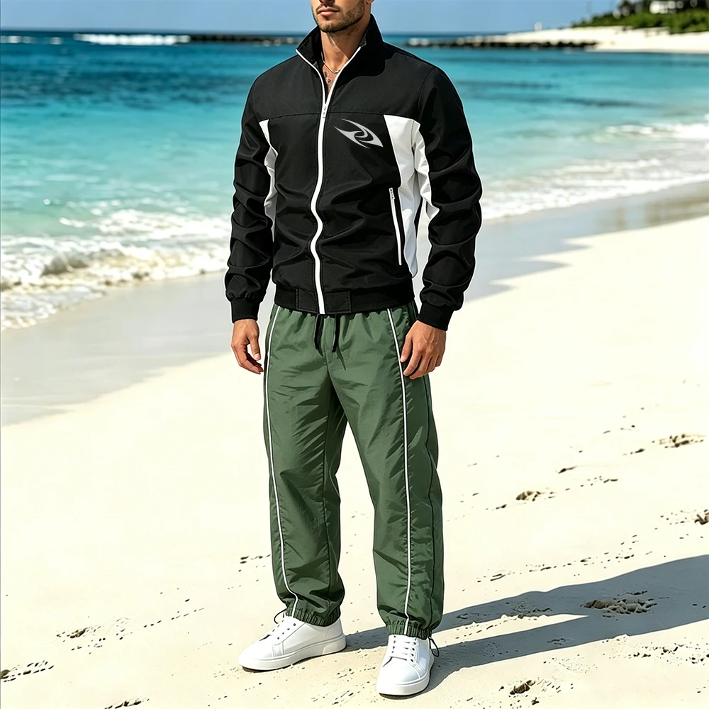 Men's Casual Color Block Track Suit Stand Collar Zip Jacket Curve Dual Wing Swirl Print Striped Drawstring Sweatpants 2 Pieces
Men's Casual Color Block Track Suit Stand Collar Zip Jacket Curve Dual Wing Swirl Print Striped Drawstring Sweatpants 2 Pieces