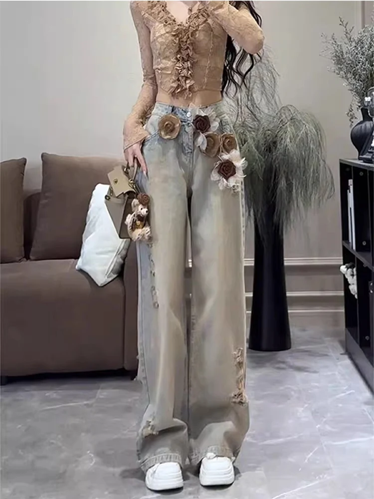 Женские винтажные джинсы Waed с высокой талией и широкими штанинами, новинка 2025 года, модный дизайн, свободный крой, рваные джинсовые брюки
Женские винтажные джинсы Waed с высокой талией и широкими штанинами, новинка 2025 года, модный дизайн, свободный крой, рваные джинсовые брюки