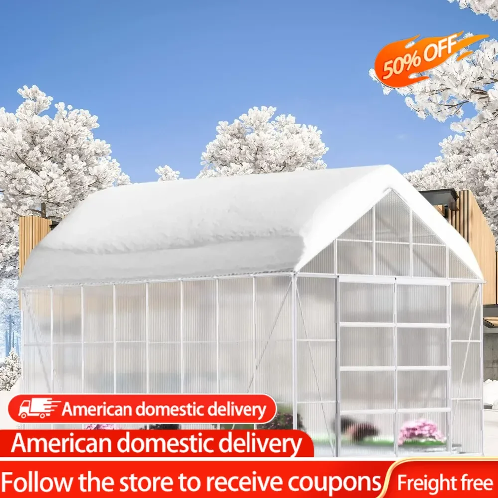 10x 16 Outdoor Aluminum Greenhouse Polycarbonate with Adjustable Roof Vent and Sliding Door for Backyard Garden in Winter
10x 16 Outdoor Aluminum Greenhouse Polycarbonate with Adjustable Roof Vent and Sliding Door for Backyard Garden in Winter