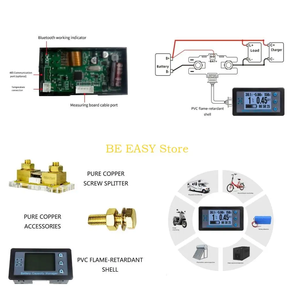 E28F 8-120V Digital Battery Capacity Tester LCD Display Car Marine Battery Power Indicator Panel Coulomb Meter with Shunt
E28F 8-120V Digital Battery Capacity Tester LCD Display Car Marine Battery Power Indicator Panel Coulomb Meter with Shunt