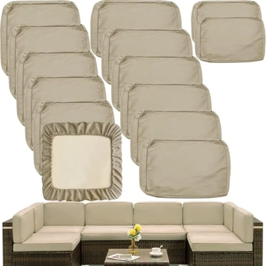 Outdoor Cushion Covers Waterproof 14Pcs Patio Cushion Slipcovers Replacement for 7Pcs 6-Seater Rattan Wicker Sectional Couch So
Outdoor Cushion Covers Waterproof 14Pcs Patio Cushion Slipcovers Replacement for 7Pcs 6-Seater Rattan Wicker Sectional Couch So