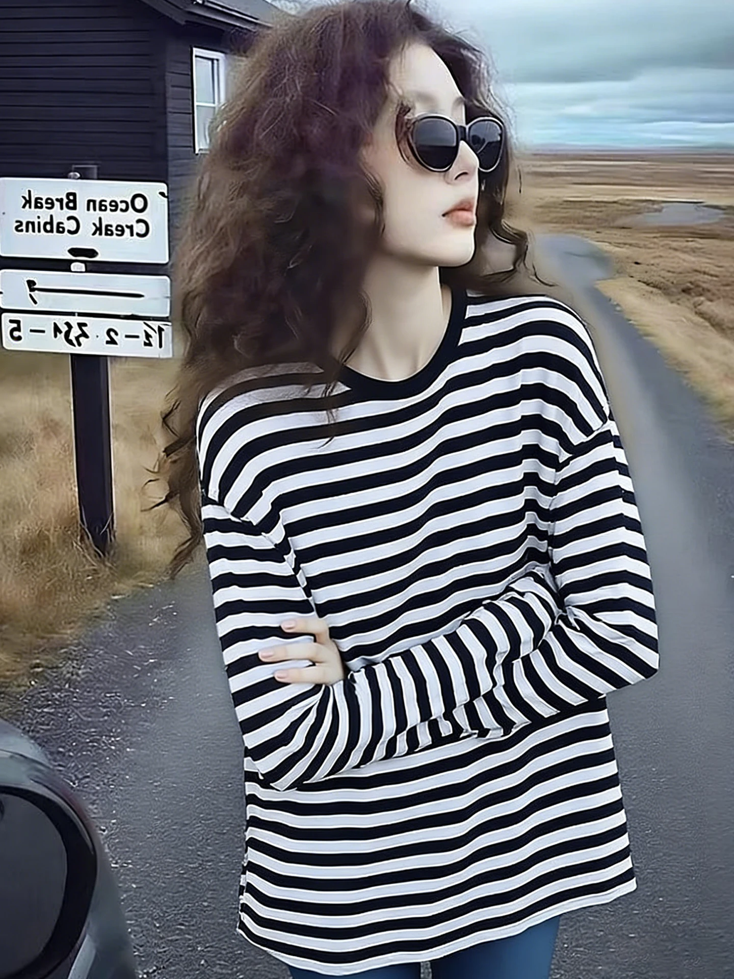 Lightweight Loose Striped Sun Protection Shirt Fashionable Long Sleeve T-Shirt Korean Style Beautiful Slimming Summer Top
Lightweight Loose Striped Sun Protection Shirt Fashionable Long Sleeve T-Shirt Korean Style Beautiful Slimming Summer Top