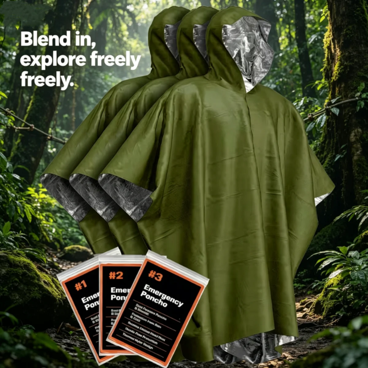 Tactical Survival Poncho, waterproof windproof reflective cloak, portable outdoor gear for wilderness travel and self-driving
Tactical Survival Poncho, waterproof windproof reflective cloak, portable outdoor gear for wilderness travel and self-driving