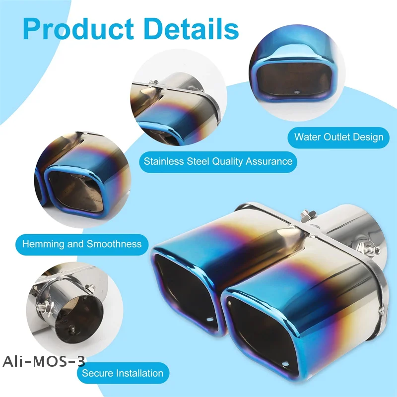 【S】Универсальный двойной выпускной наконечник выхлопной трубы, квадратная насадка для глушителя из нержавеющей стали, аксессуар для выхлопной трубы автомобиля с синим пламенем
【S】Универсальный двойной выпускной наконечник выхлопной трубы, квадратная насадка для глушителя из нержавеющей стали, аксессуар для выхлопной трубы автомобиля с синим пламенем