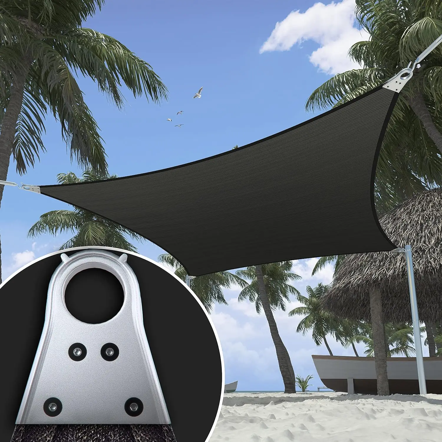 Heavy Duty 15' x 30' Black Sun Shade Rectangle Shade Sail Super Ring Canopy Awning Shades for Patio Carport Yard UV Blockage
Heavy Duty 15' x 30' Black Sun Shade Rectangle Shade Sail Super Ring Canopy Awning Shades for Patio Carport Yard UV Blockage