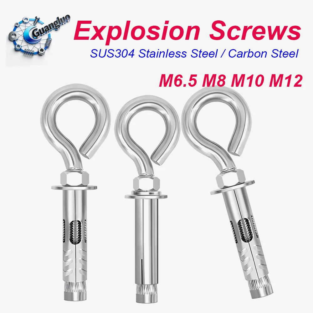 Guangluo M6.5 M8M10 M12 SUS304 Stainless Steel/Galvanized Eye Expansion Hook Ring Pull Explosion Screws Pendant Lamp Swing Hooks
Guangluo M6.5 M8M10 M12 SUS304 Stainless Steel/Galvanized Eye Expansion Hook Ring Pull Explosion Screws Pendant Lamp Swing Hooks