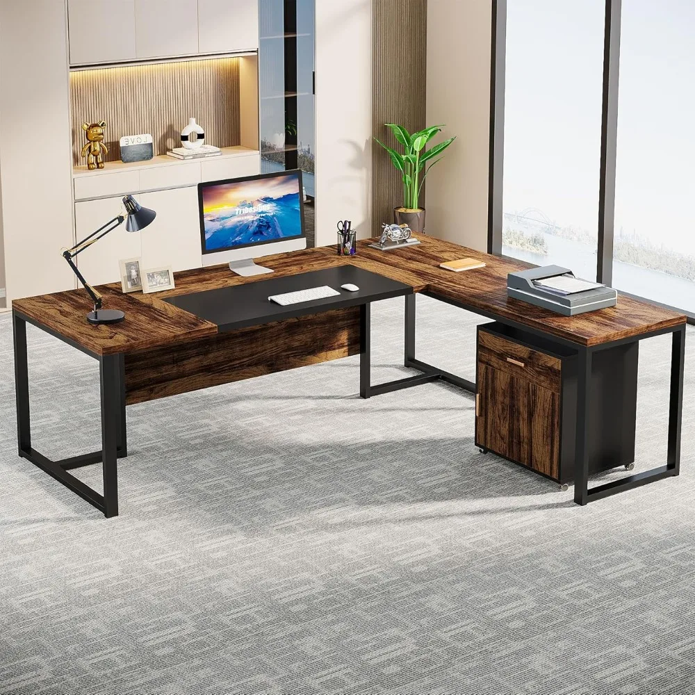 70.8-Inch Executive Desk with File Cabinet, Large L Shaped Computer Desk with Storage Cabinet, L Shaped Desk with Drawer
70.8-Inch Executive Desk with File Cabinet, Large L Shaped Computer Desk with Storage Cabinet, L Shaped Desk with Drawer