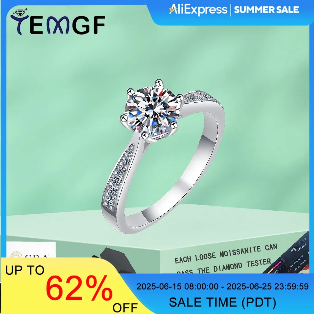 TEMGF Moissanite/Zircon Sparkling Ring Classic 6 Prong S925 Sterling Silver Fine Jewelry for Women Wedding Anniversary Love Gift
TEMGF Moissanite/Zircon Sparkling Ring Classic 6 Prong S925 Sterling Silver Fine Jewelry for Women Wedding Anniversary Love Gift