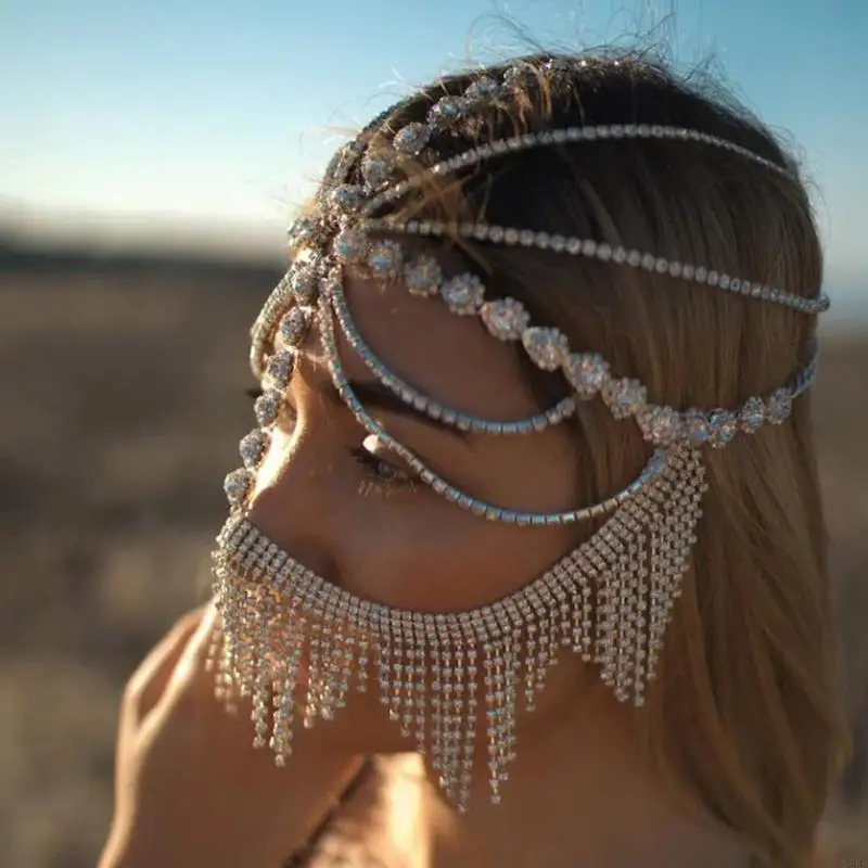 Rhinestones for Head Chain Sparkly Tassel Pendant Mask Chain Masquerade Hair Jewelry Crystal Headwear for Beach Party
Rhinestones for Head Chain Sparkly Tassel Pendant Mask Chain Masquerade Hair Jewelry Crystal Headwear for Beach Party