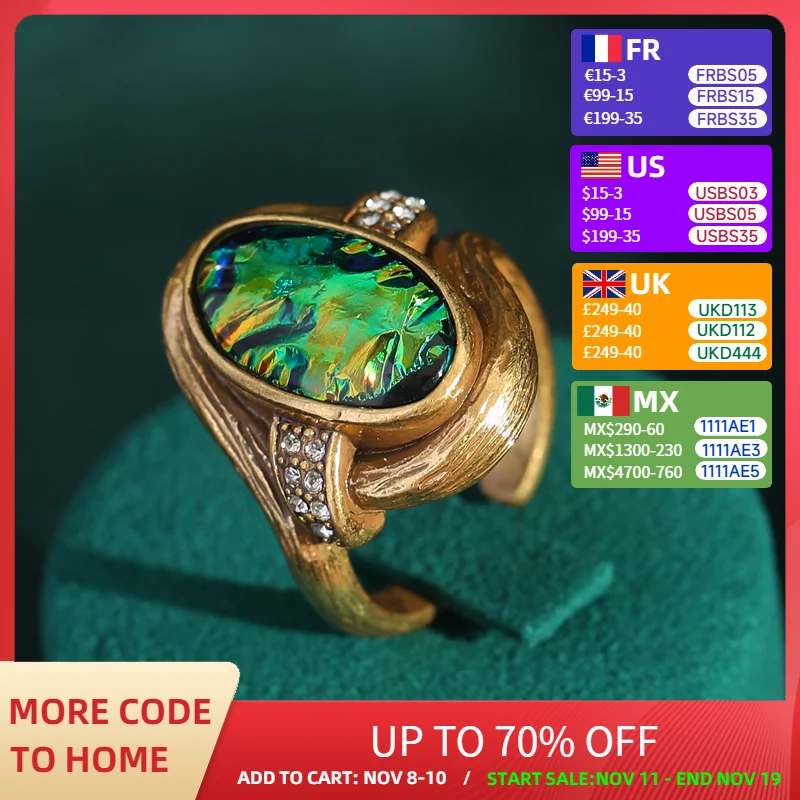 Vintage Abalone Shell Opal Rings Oval Jewelry Antique Gold Color For Women Wedding Colorful Rhinestones Retro Accessories 2025
Vintage Abalone Shell Opal Rings Oval Jewelry Antique Gold Color For Women Wedding Colorful Rhinestones Retro Accessories 2025