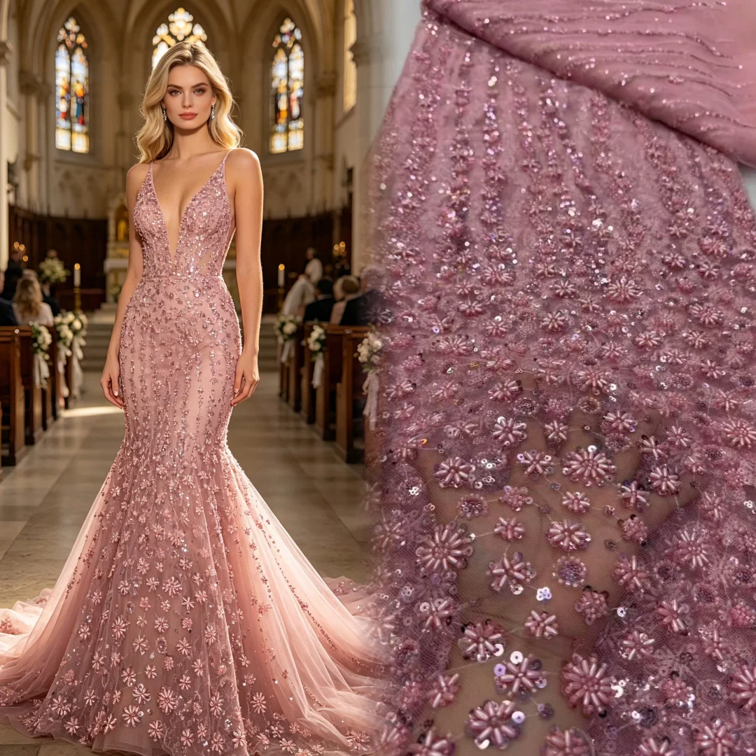 Luxury 2026 African Beaded Lace Fabric Groom Embroidery French Mesh 3D Flower Lace Nigeria Tulle Lace for Wedding 5 Yards
Luxury 2026 African Beaded Lace Fabric Groom Embroidery French Mesh 3D Flower Lace Nigeria Tulle Lace for Wedding 5 Yards