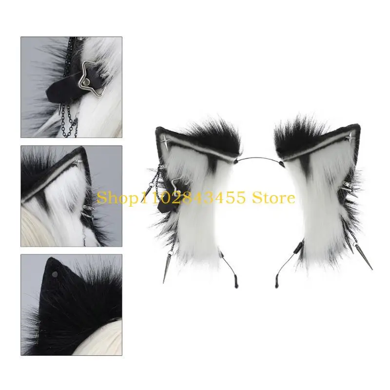 49MC Wolf Ears Cosplay Hair Hoop with Dangle Jewelry Woman Teens Headband for Live Broadcast Carnivals Hairband
49MC Wolf Ears Cosplay Hair Hoop with Dangle Jewelry Woman Teens Headband for Live Broadcast Carnivals Hairband