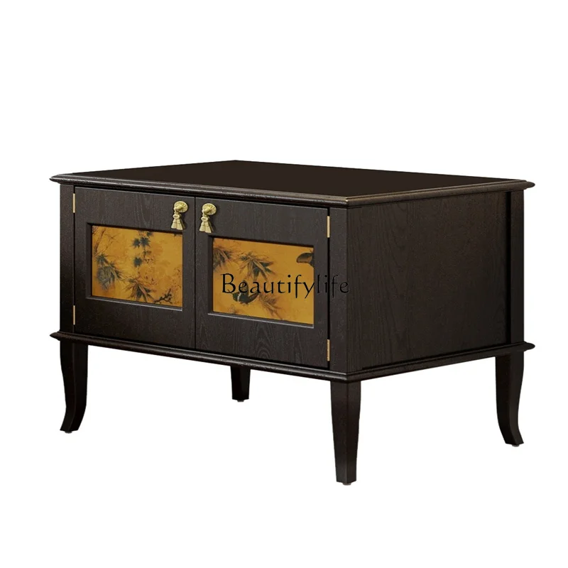 French retro Chinese style solid wood black drawer bedside table, bedroom locker
French retro Chinese style solid wood black drawer bedside table, bedroom locker