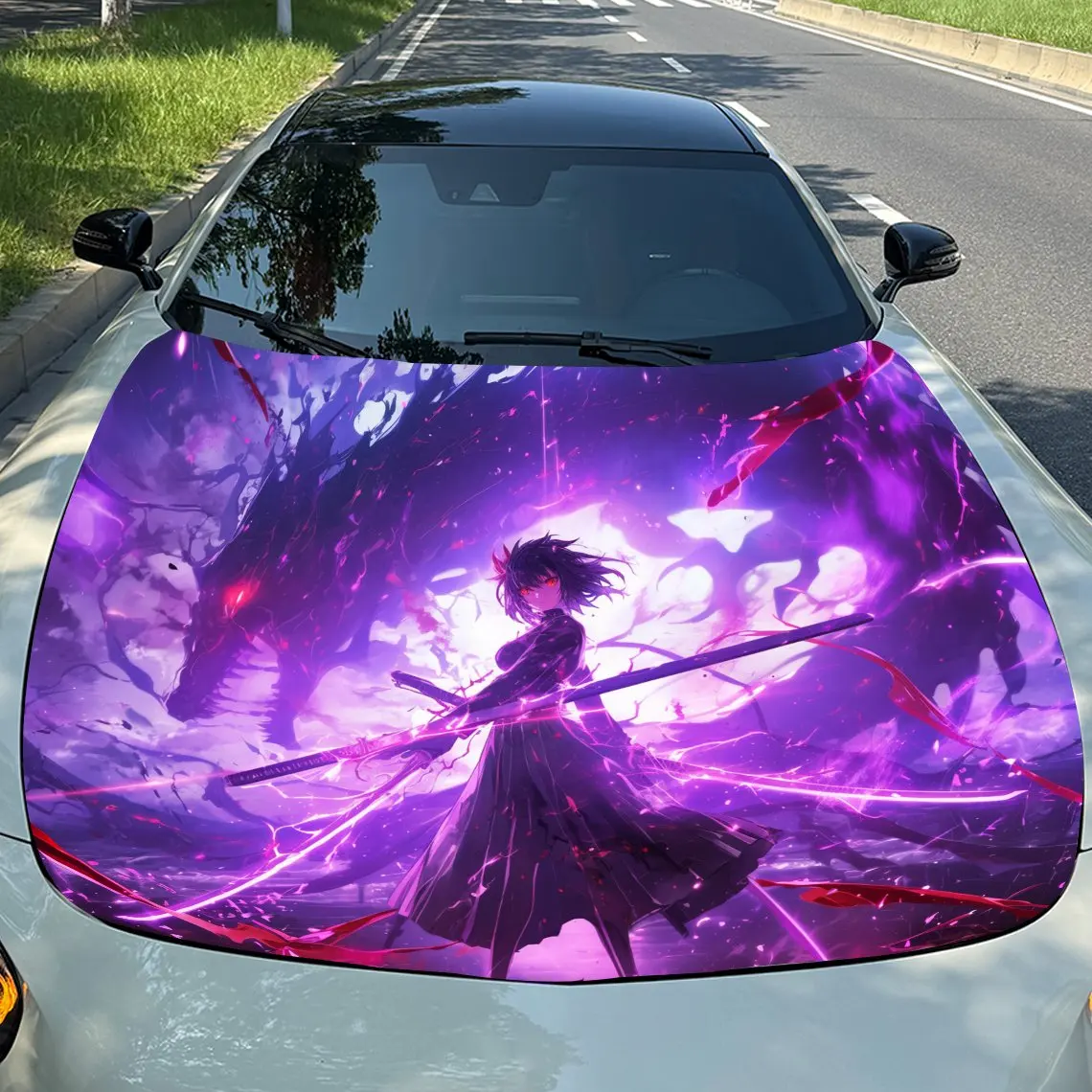 Purple Realm Dragon Blade Girl Car Vinyl Wrap, PVC Waterproof Car Hood Sticker, Self-Adhesive Scratch-Resistant Stickers for Eng
Purple Realm Dragon Blade Girl Car Vinyl Wrap, PVC Waterproof Car Hood Sticker, Self-Adhesive Scratch-Resistant Stickers for Eng