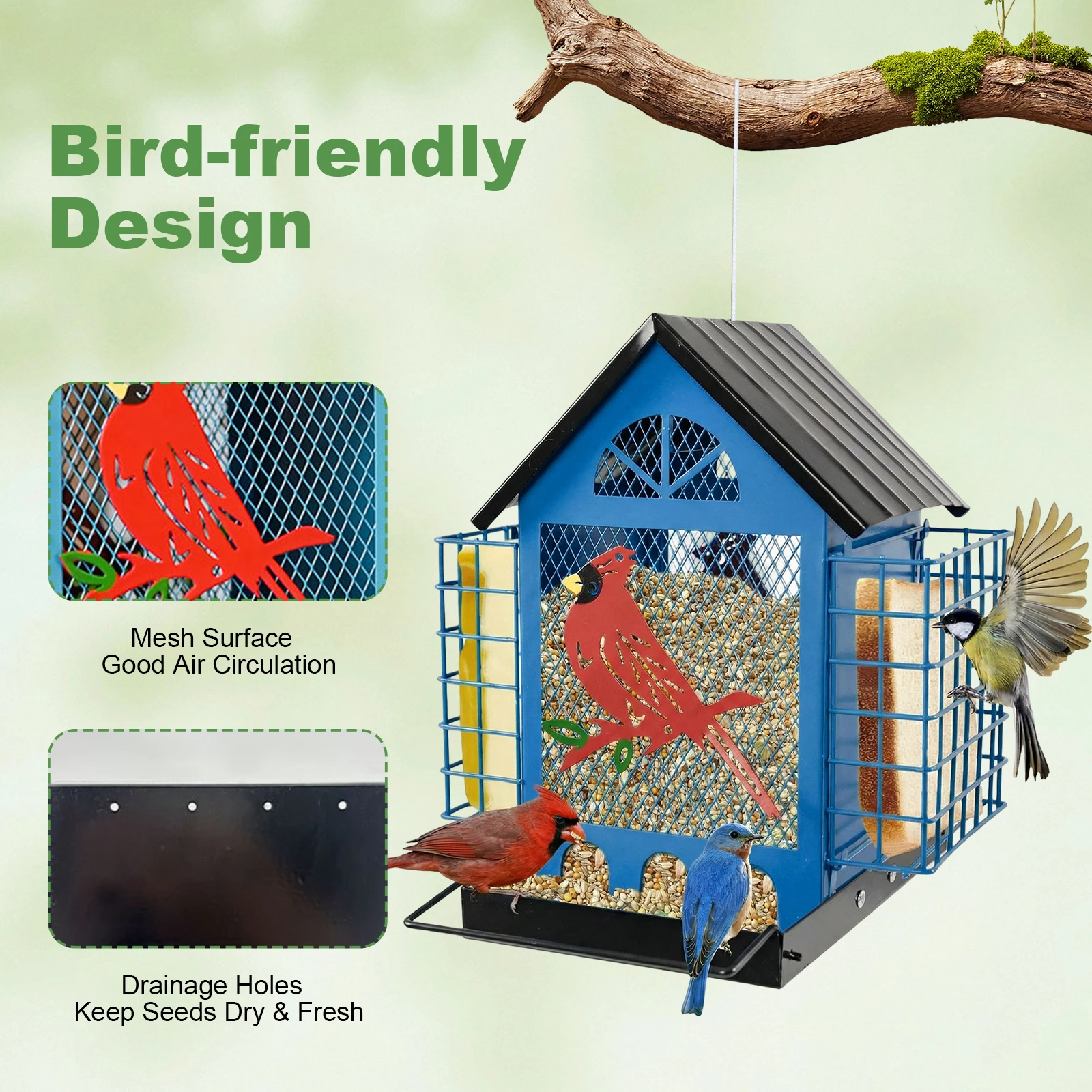 Outside Bird Houses with Double Suet Multi-Layer Metal Birdhouse Refillable Wrought Iron Openwork Feeder For Outdoor Parks
Outside Bird Houses with Double Suet Multi-Layer Metal Birdhouse Refillable Wrought Iron Openwork Feeder For Outdoor Parks