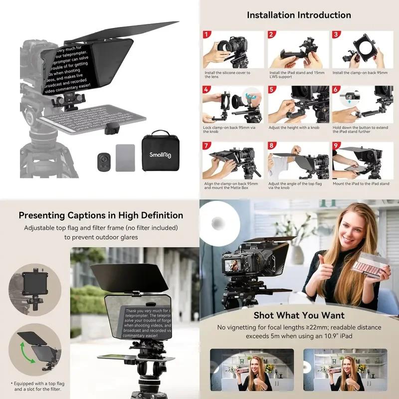 【CHIMU HOME】 For SMALLRIG 11-inch Teleprompter for iPad Tablet Compatible with SmallGoGo APP Supports PDF Files Requires 15mm
【CHIMU HOME】 For SMALLRIG 11-inch Teleprompter for iPad Tablet Compatible with SmallGoGo APP Supports PDF Files Requires 15mm