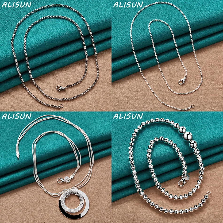 ALISUN 925 Sterling Silver 45cm Design Necklace For Women Men Charm Trend Birthday Gifts Fashion Party Fine Jewelry
ALISUN 925 Sterling Silver 45cm Design Necklace For Women Men Charm Trend Birthday Gifts Fashion Party Fine Jewelry