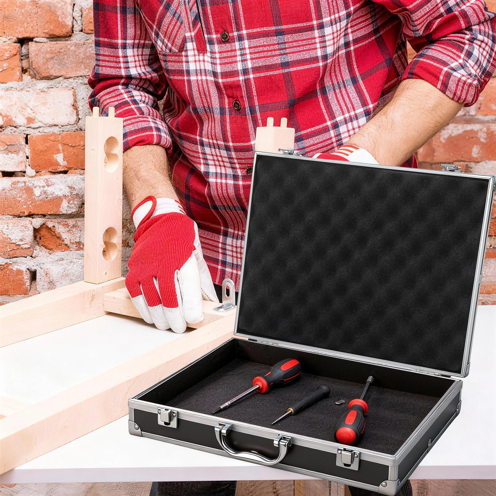 Lockable Aluminum Alloy Tool Box Large Capacity Portable Case Emergency Kit Storage Organizer Flight Case Tools Container