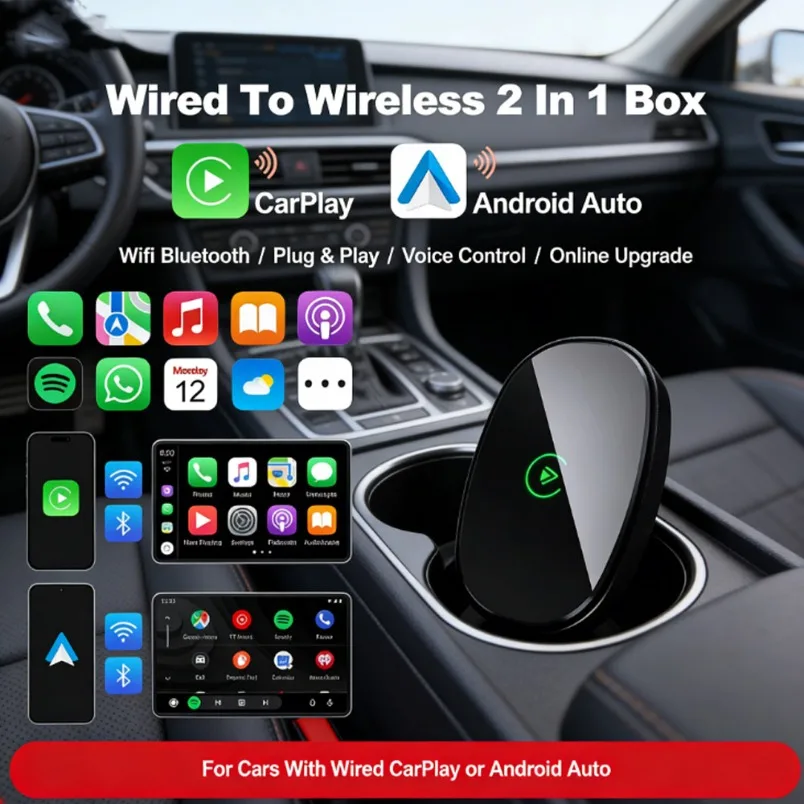 2 in 1 Wireless CarPlay Adapter Wired to Wireless CarPlay Plug and Play for iPhone Android Universal Cars with OEM Wired CarPlay
2 in 1 Wireless CarPlay Adapter Wired to Wireless CarPlay Plug and Play for iPhone Android Universal Cars with OEM Wired CarPlay