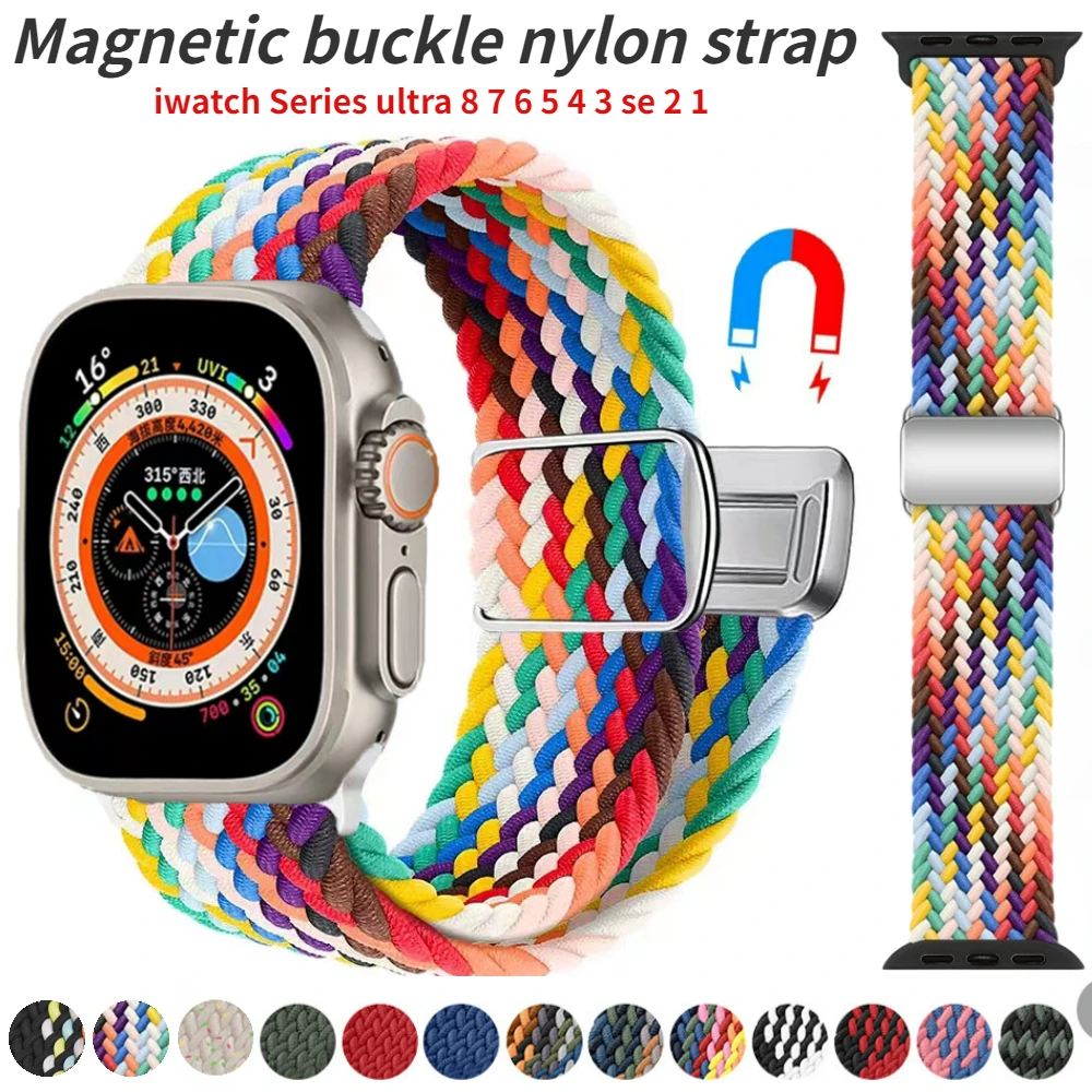 Magnetic buckle Loop for Apple Watch 45mm 41mm 44mm 40mm 42mm 38mm 49mm Band Nylon Braided Bracelet iWatch Ultra 9 8 7 6 5 3 SE
Magnetic buckle Loop for Apple Watch 45mm 41mm 44mm 40mm 42mm 38mm 49mm Band Nylon Braided Bracelet iWatch Ultra 9 8 7 6 5 3 SE