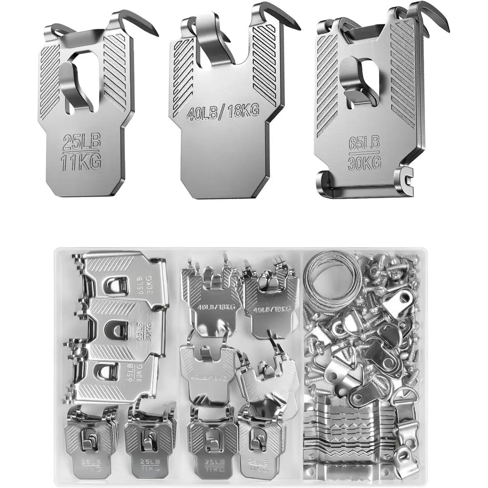 Heavy-Duty 111-Piece Picture Hanging Kit: 25-65 LB Drywall Hooks for Wall Art, Mirrors, and Posters
Heavy-Duty 111-Piece Picture Hanging Kit: 25-65 LB Drywall Hooks for Wall Art, Mirrors, and Posters