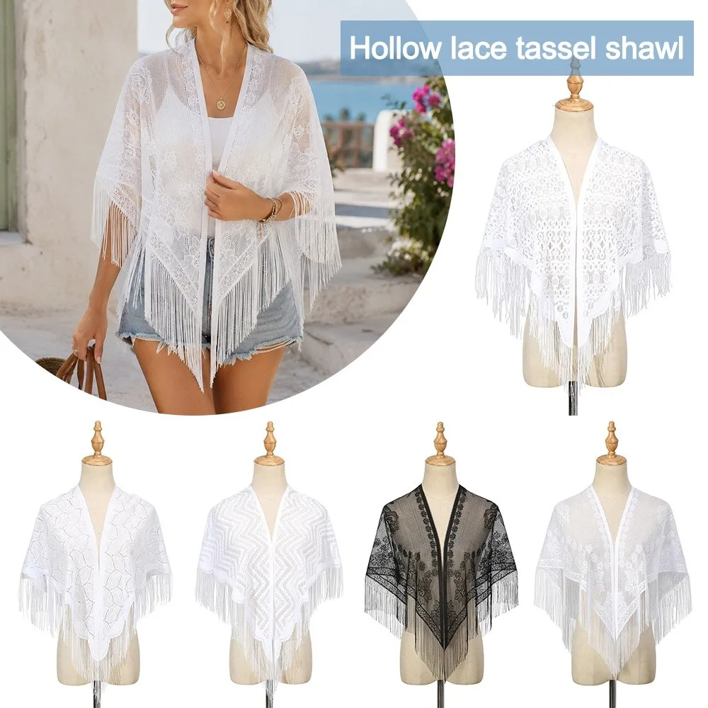 Fashion Pure Color Women Shawl Hollow Mesh Tulle Triangle Scarf With Tassel Transparent Wedding Bridal Shawl Party
Fashion Pure Color Women Shawl Hollow Mesh Tulle Triangle Scarf With Tassel Transparent Wedding Bridal Shawl Party