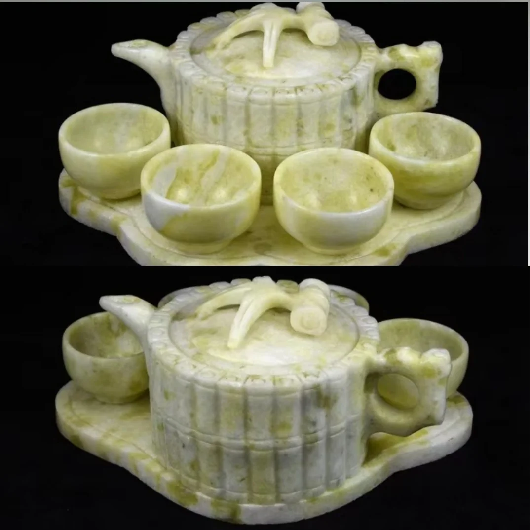 Chinese Lantian Jade Teapot Carving Wine Pot Decorative Tea Set Living Room Office Desk Ornament Gift
Chinese Lantian Jade Teapot Carving Wine Pot Decorative Tea Set Living Room Office Desk Ornament Gift