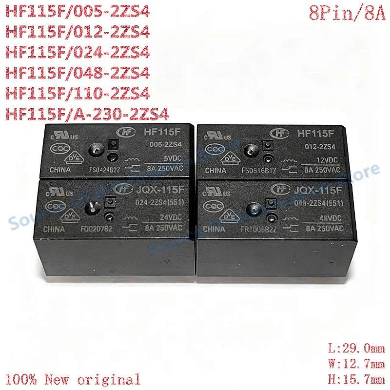 10Pcs HF115F/JQX-115F Series DC Power Relay 5V/12V/24V/48V/110V/230V Coil 8A 250VAC 8Pin DPDT PCB Mount Relay
10Pcs HF115F/JQX-115F Series DC Power Relay 5V/12V/24V/48V/110V/230V Coil 8A 250VAC 8Pin DPDT PCB Mount Relay