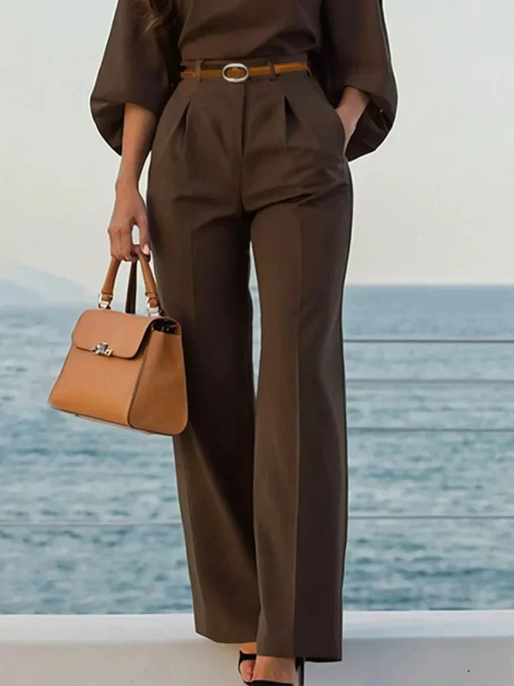 Lemongor Office Lady Belted Straight-leg Pants 2025 New Fashion Solid Color Urban Simple High Waisted Pleated Trousers Bottoms 
Lemongor Office Lady Belted Straight-leg Pants 2025 New Fashion Solid Color Urban Simple High Waisted Pleated Trousers Bottoms