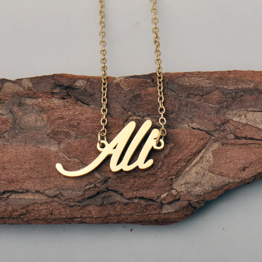 AOLOSHOW Ali Gold Color Stainless Steel Name Necklace for Women Dainty Pendant Jewelry Female Birthday Gift
AOLOSHOW Ali Gold Color Stainless Steel Name Necklace for Women Dainty Pendant Jewelry Female Birthday Gift