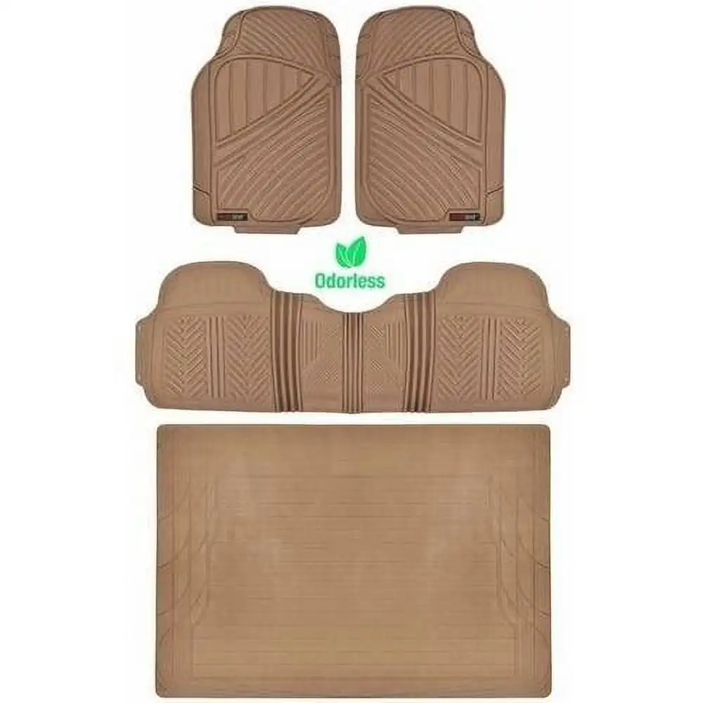 Motor Trend 100 Percent Odorless Car Floor Mats with Standard Trunk Cargo Mat, 4 Pieces Rubber Protection, Black Beige Gray
Motor Trend 100 Percent Odorless Car Floor Mats with Standard Trunk Cargo Mat, 4 Pieces Rubber Protection, Black Beige Gray