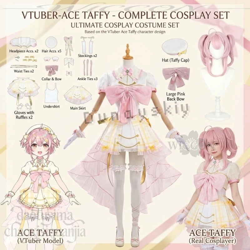 Ace Taffy Costume Idol Uniform Kawaii Yellow Pink Bow Dress Cute Sweet Lolita Wigs Halloween Cos Anime Vtuber Youtuber Cosplay
Ace Taffy Costume Idol Uniform Kawaii Yellow Pink Bow Dress Cute Sweet Lolita Wigs Halloween Cos Anime Vtuber Youtuber Cosplay