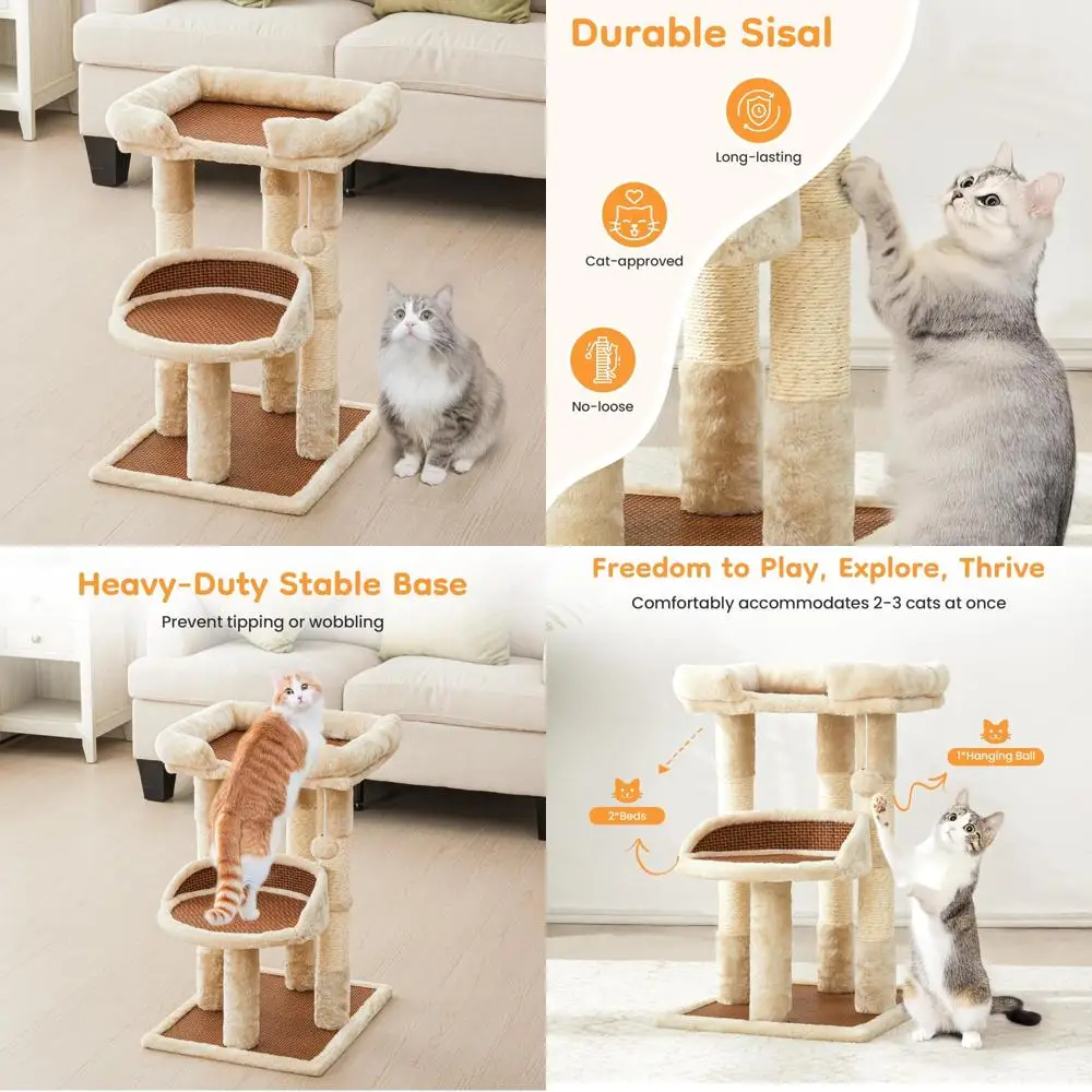 Двухуровневая игровая башня Feline с когтеточками, кошачьим окунем, двухуровневыми кроватями и игрушками-качалками
Двухуровневая игровая башня Feline с когтеточками, кошачьим окунем, двухуровневыми кроватями и игрушками-качалками