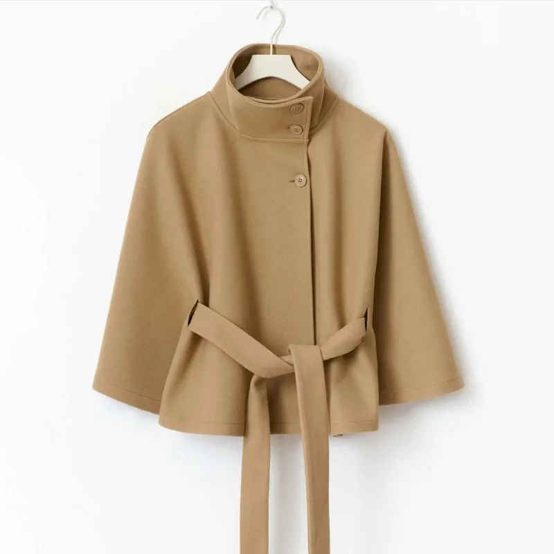 Women's Trench Coat Autumn Winter Solid Cape Stand Collar Button Belt European American Fashionable New Windbreaker Jacket
Women's Trench Coat Autumn Winter Solid Cape Stand Collar Button Belt European American Fashionable New Windbreaker Jacket
