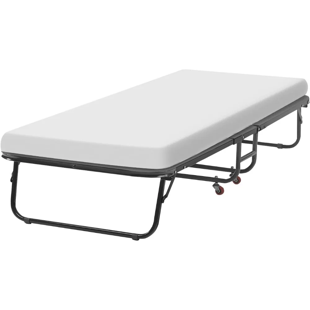 Twin Folding Bed Rollaway Portable Guest Bed Cot Space Saving Bed Frame No Assembly Sturdy Folding Cot with Mattress Wheels for
Twin Folding Bed Rollaway Portable Guest Bed Cot Space Saving Bed Frame No Assembly Sturdy Folding Cot with Mattress Wheels for