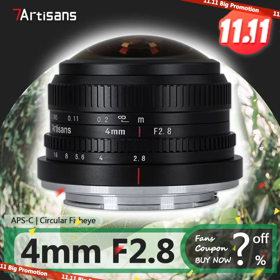 7artisans 4mm F2.8 225° Ultra-wide Angle Circular Fisheye Lens for Camera Photography with Lightweight Design E XF M M43 Mount
7artisans 4mm F2.8 225° Ultra-wide Angle Circular Fisheye Lens for Camera Photography with Lightweight Design E XF M M43 Mount