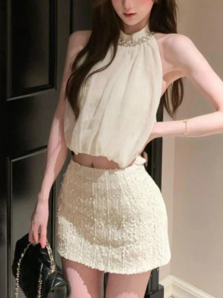 New French Elegant Fashion 2 Piece Set Women Sleeveless Y2k Crop Top + Skirt Harajuku Casual Vintage Chic Korean Popular Clothes
New French Elegant Fashion 2 Piece Set Women Sleeveless Y2k Crop Top + Skirt Harajuku Casual Vintage Chic Korean Popular Clothes
