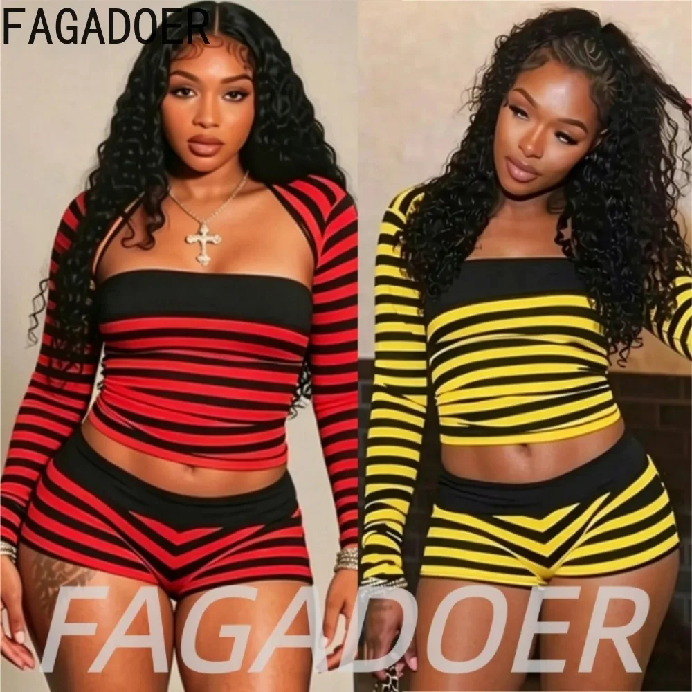 FAGADOER Fashion Striped Patchwork Shorts Three Piece Sets Hot Girl Streetwear Long-sleeves Crop Top and Bodycon Shorts Suits
FAGADOER Fashion Striped Patchwork Shorts Three Piece Sets Hot Girl Streetwear Long-sleeves Crop Top and Bodycon Shorts Suits
