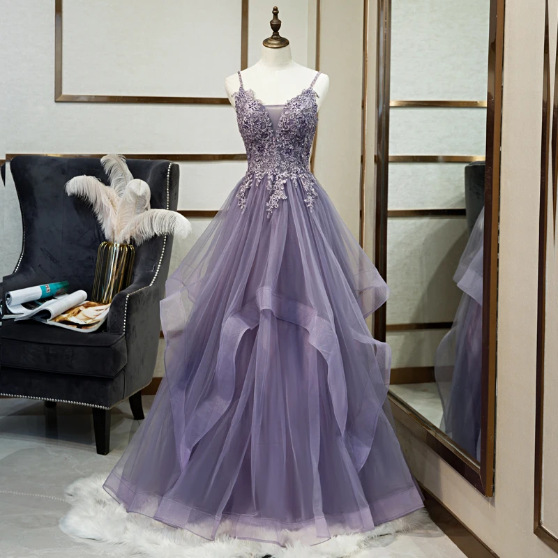 Purple Spaghetti Strap Evening Dress Beading Appliques Tulle Floor Length Formal Party Gowns 2022 New Arrival
Purple Spaghetti Strap Evening Dress Beading Appliques Tulle Floor Length Formal Party Gowns 2022 New Arrival