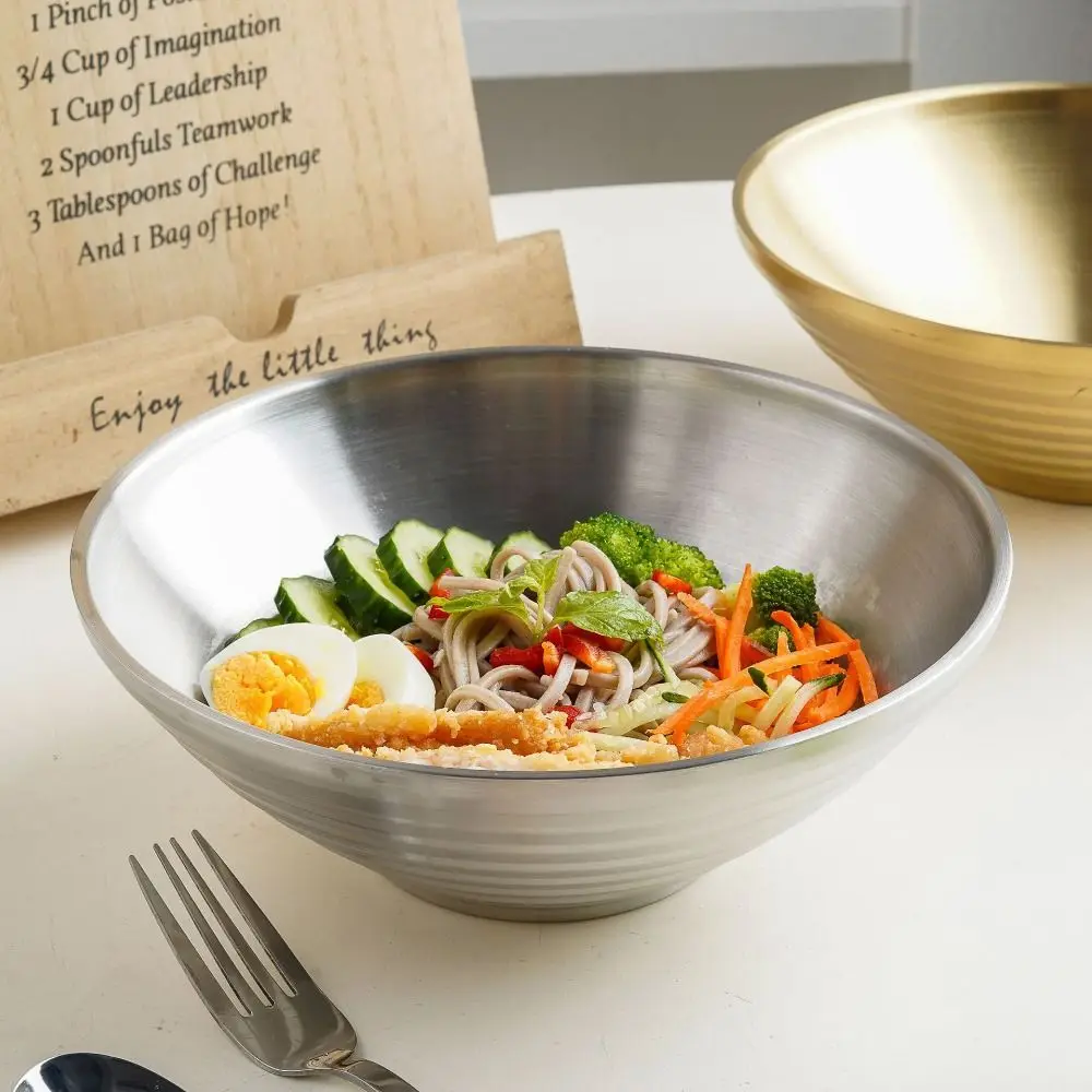 Smooth Japanese Style 304 Stainless Steel Bowl Heat Insulated Anti Fall Ramen Bowl Durable Double Layer Rice Bowl Hot Soup
Smooth Japanese Style 304 Stainless Steel Bowl Heat Insulated Anti Fall Ramen Bowl Durable Double Layer Rice Bowl Hot Soup