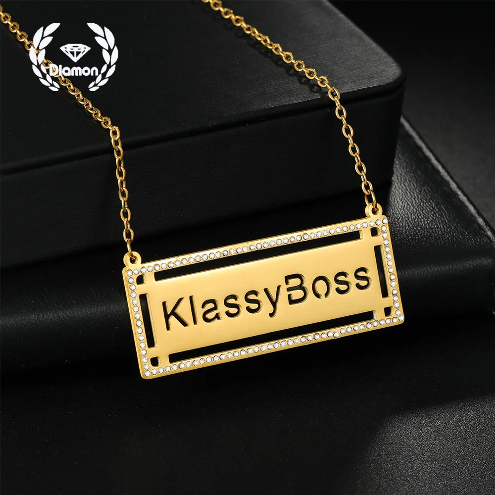 Diamon New Personalized Custom Name Necklace Stainless Steel Outer Zircon Hollow Name Square Pendant for Women Man Jewelry Gift
Diamon New Personalized Custom Name Necklace Stainless Steel Outer Zircon Hollow Name Square Pendant for Women Man Jewelry Gift