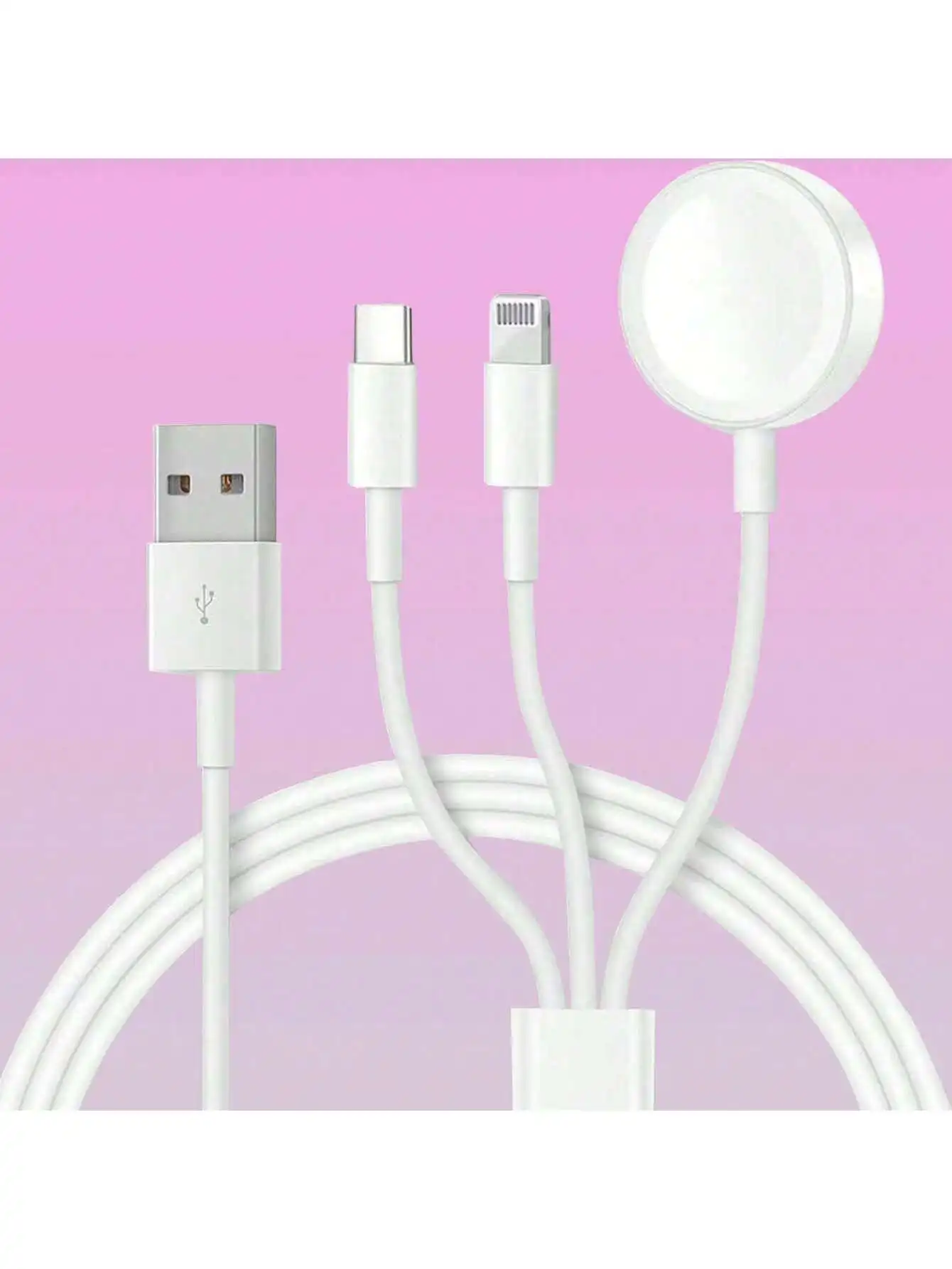 1-Pack 3-in-1 Fast Charging Magnetic Watch Charger USB Multi-Charging Cable Compatible with Apple Watch Series Ultra/Se/9/8/7/6/
1-Pack 3-in-1 Fast Charging Magnetic Watch Charger USB Multi-Charging Cable Compatible with Apple Watch Series Ultra/Se/9/8/7/6/
