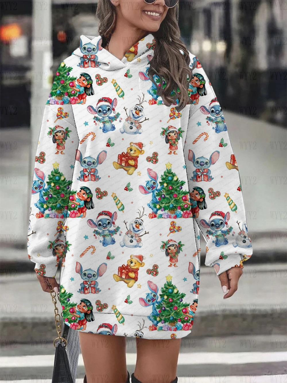 New women's autumn and winter hooded sweatshirt Christmas Disney Stitch print cute chic hooded skirt casual versatile top
New women's autumn and winter hooded sweatshirt Christmas Disney Stitch print cute chic hooded skirt casual versatile top
