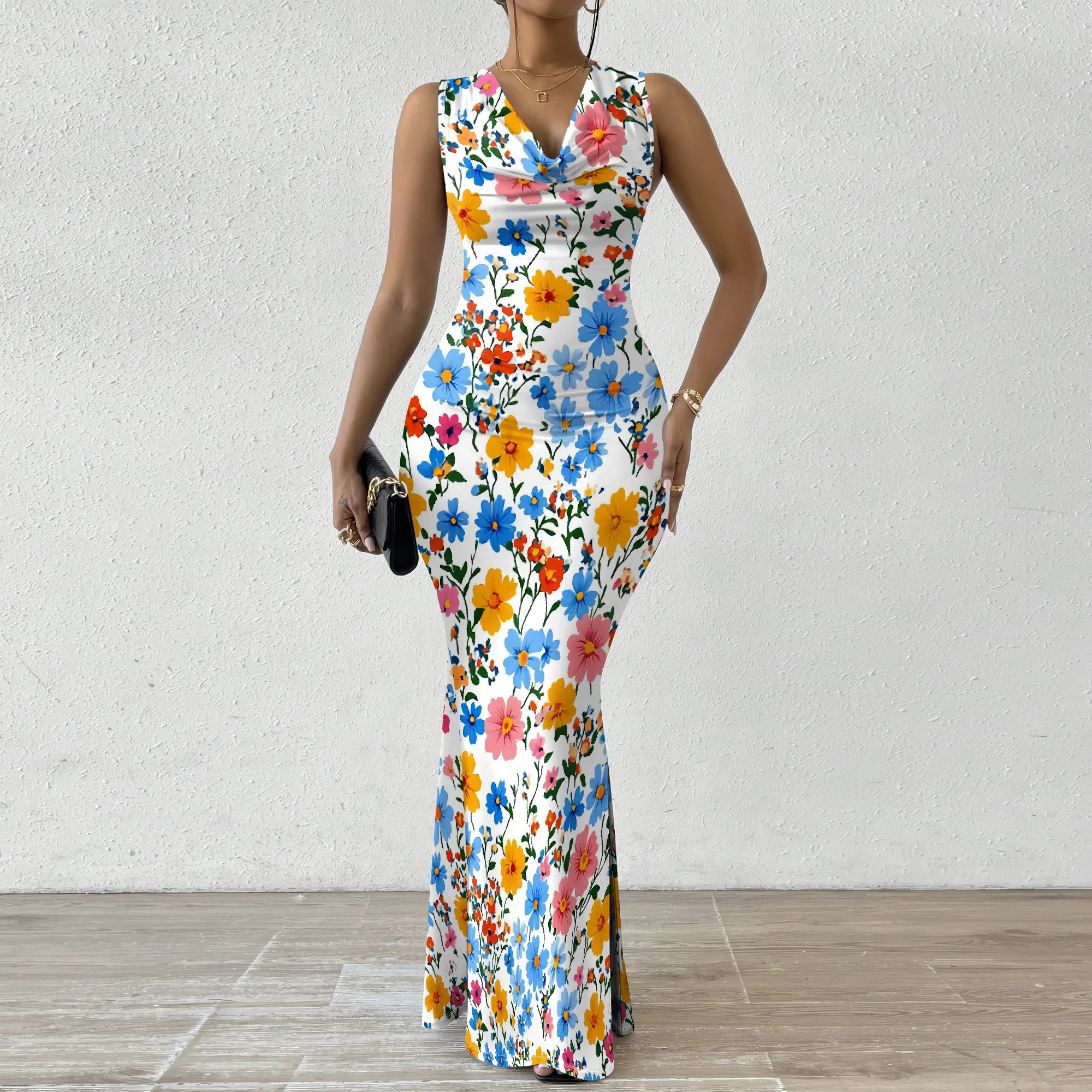 Women's Vibrant Multi-Color Floral Maxi Dress V-Neck Sleeveless Gown for Summer Beach Wedding & Holiday Party XS-2XL
Women's Vibrant Multi-Color Floral Maxi Dress V-Neck Sleeveless Gown for Summer Beach Wedding & Holiday Party XS-2XL